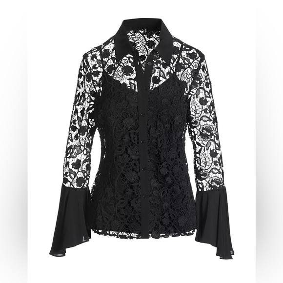 Boston Proper Tops - Boston Proper Lace Alexa‎ Flare Sleeve Shirt